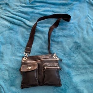Black Roots flat cross body purse